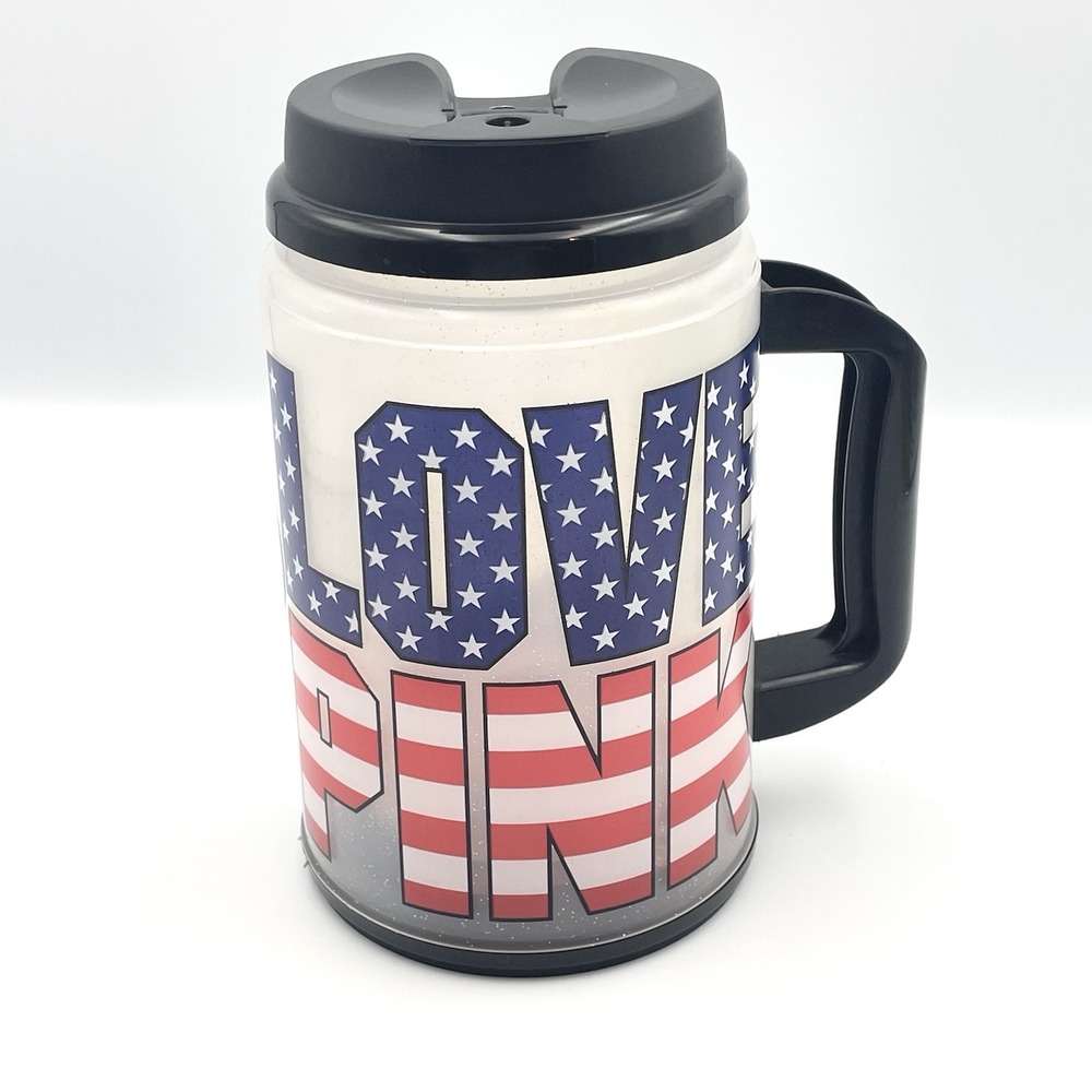 Victoria's‎ Secret PINK Light Up Chug Mug 24oz Stars Stripes Patriotic NEW 2017
